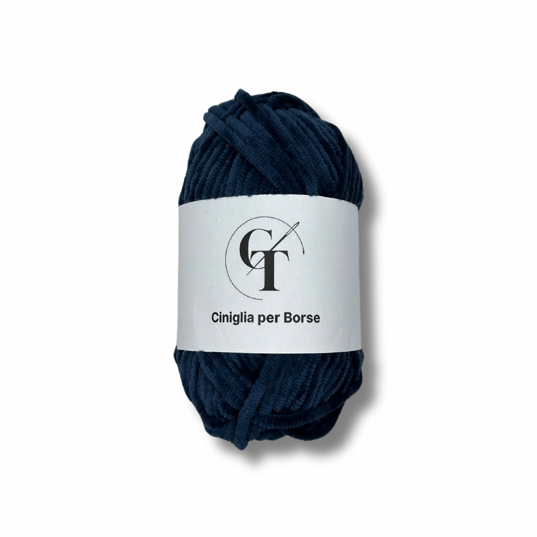 007 | Fettuccia in Ciniglia per Borse all'Uncinetto Blu | 100gr | Spessore 5 mm