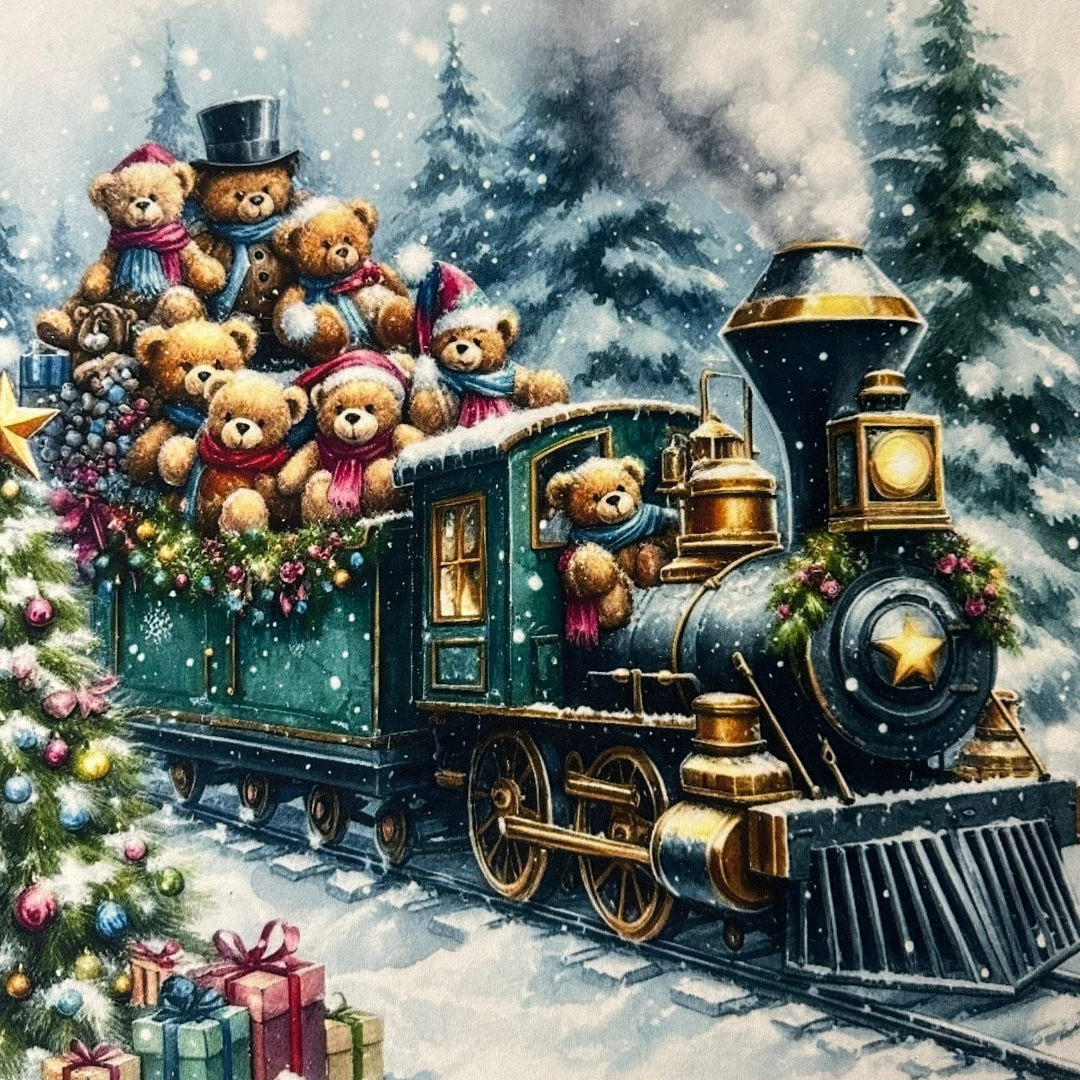 Pannello in Velluto Natalizio 45x45 cm | Trenino