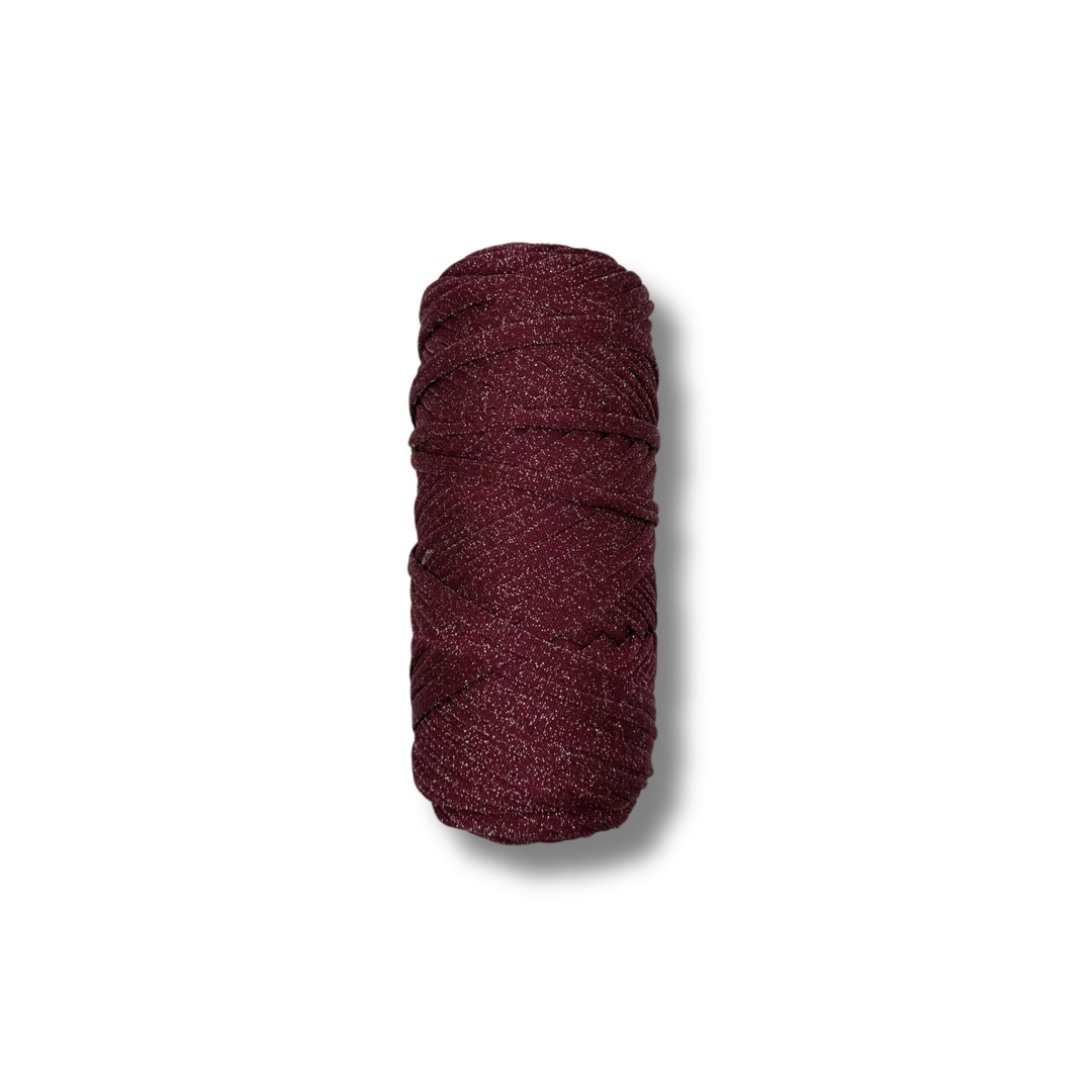 Fettuccia Glitterata per Borse all’Uncinetto Bordeaux Argento | 54A