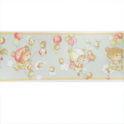 BA4659 | Bordura in Tessuto 100% Cotone Orsetti e Palloncini