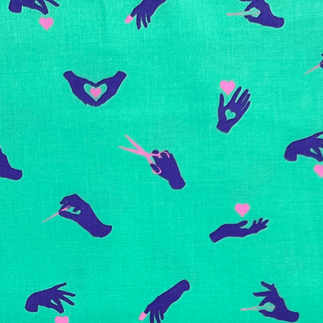 PWTP144 | Tessuto Americano Tula Pink in Cotone 110 cm | Green Busy Fingers