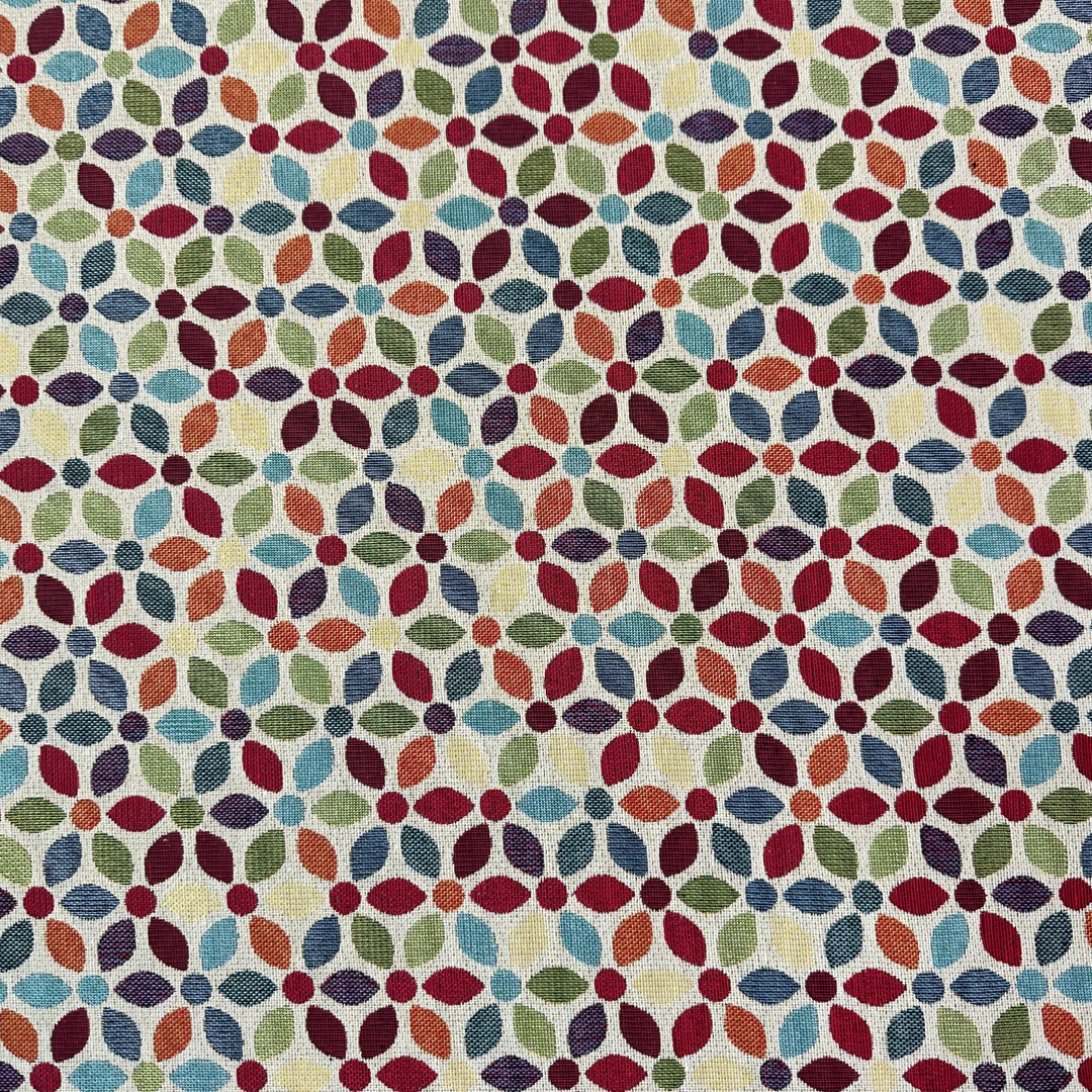 Tessuto Gobelin Fiore Stilizzato Multicolore 280cm a Metraggio