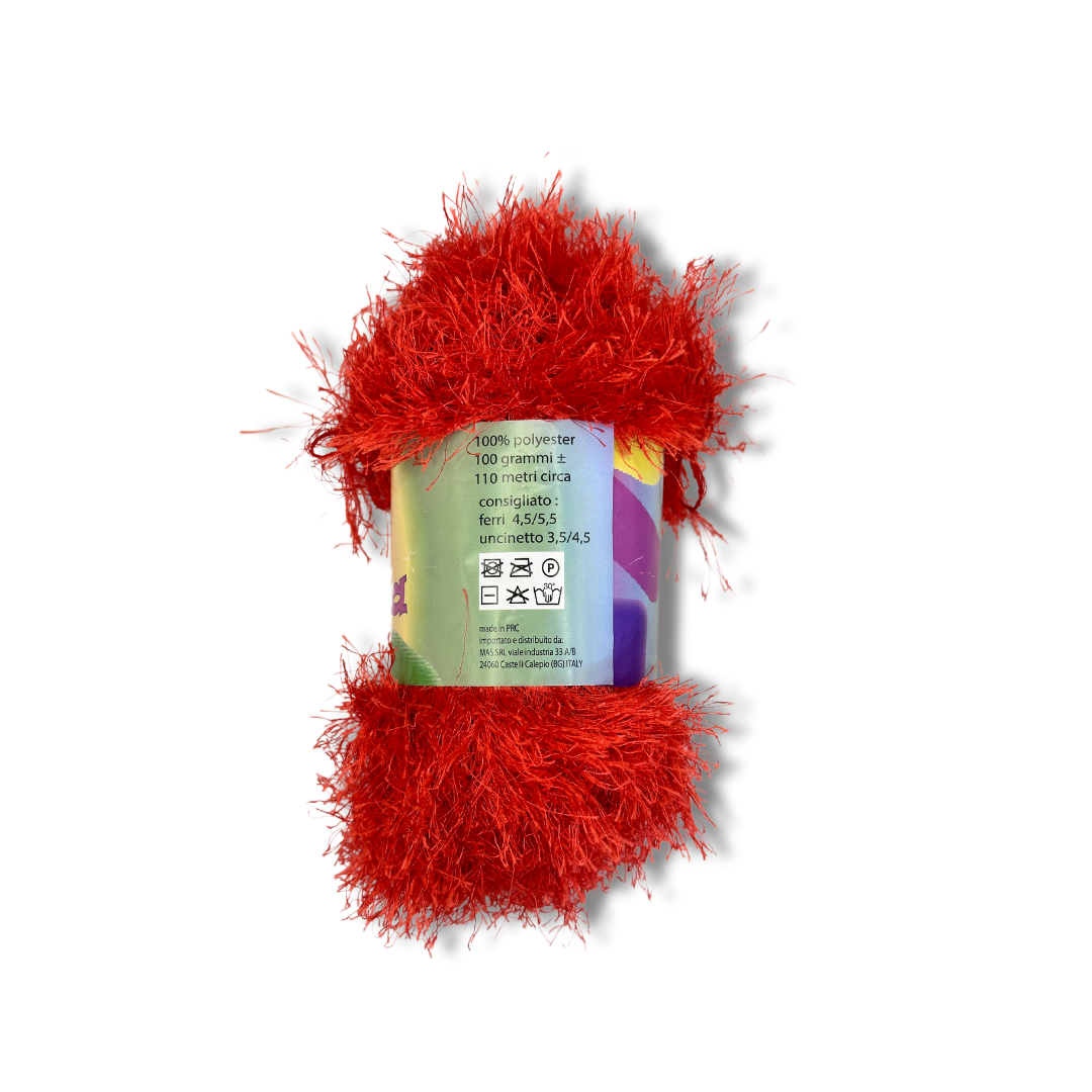 Filato Fur Rosso Effetto Pelliccia 100gr per Borse