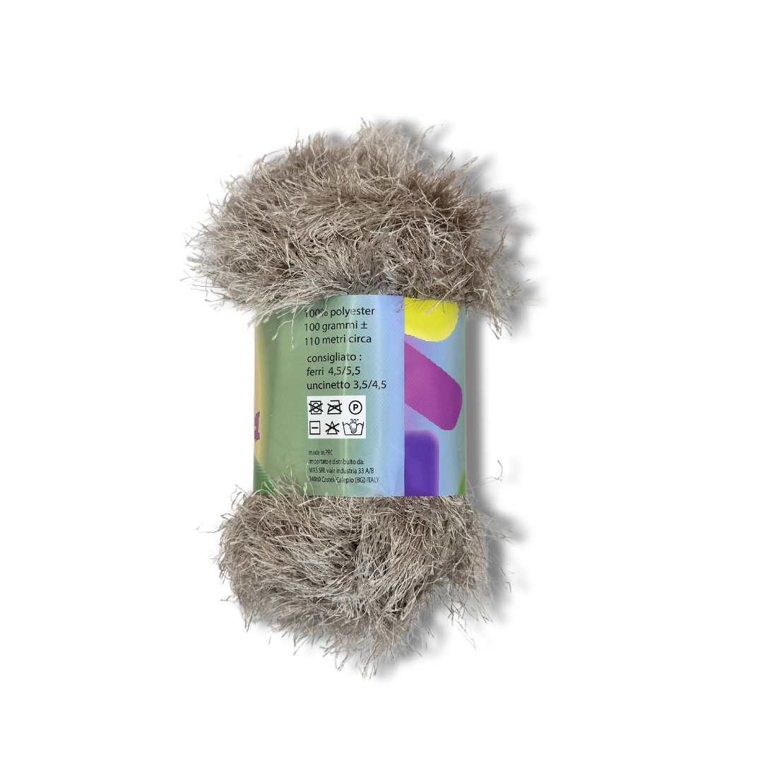 Filato Fur Grigio Effetto Pelliccia 100gr per Borse
