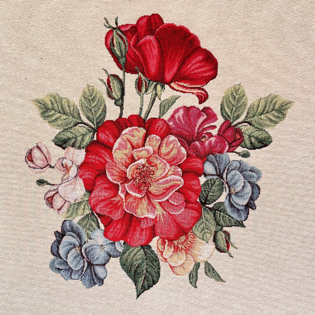 Pannello Pretagliato Gobelin 45x45 cm | Fantasia Floreale | Ideale per Cuscini, Borse e Sedute