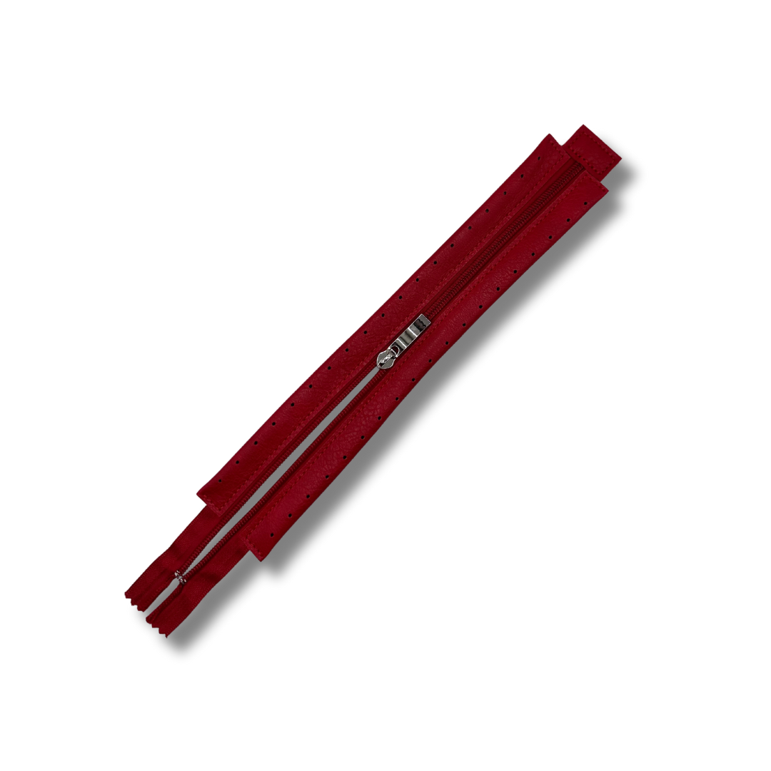 Cerniera per Borse in Ecopelle Rossa 30 cm | Cursore Metallo Argento | Made in Italy