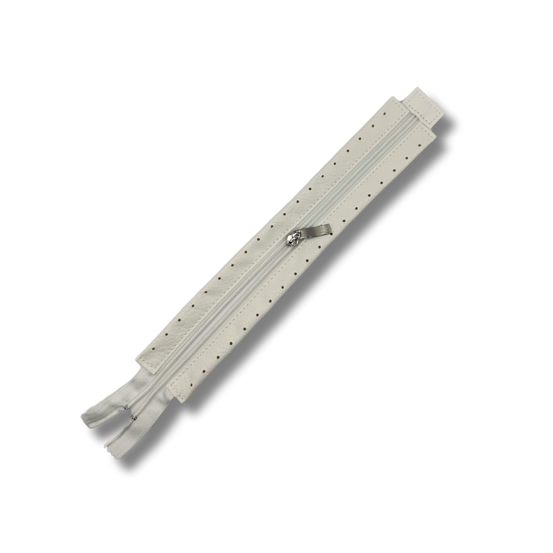 Cerniera per Borse in Ecopelle Panna 30 cm | Cursore Metallo Argento | Made in Italy