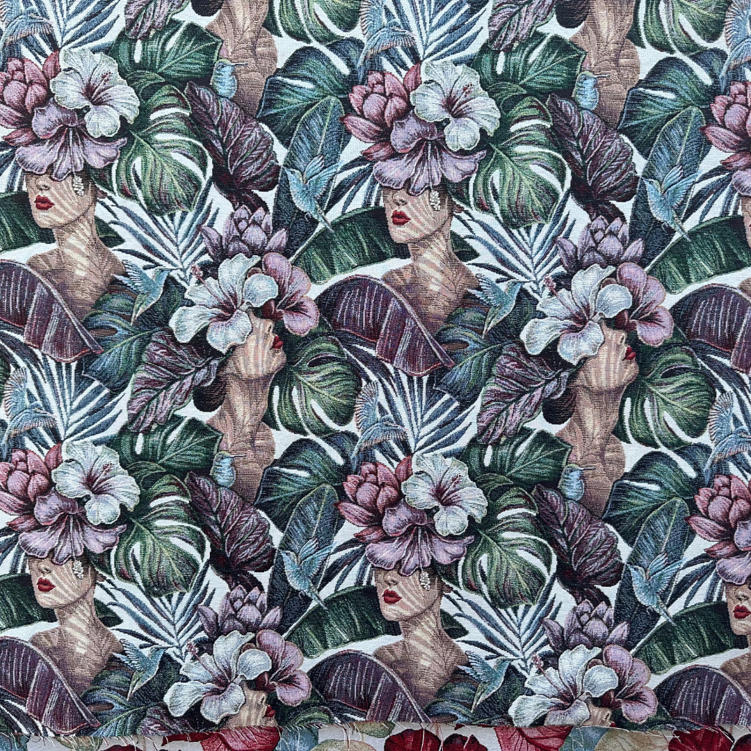 Tessuto Gobelin Donna e Fiori 280cm a Metraggio
