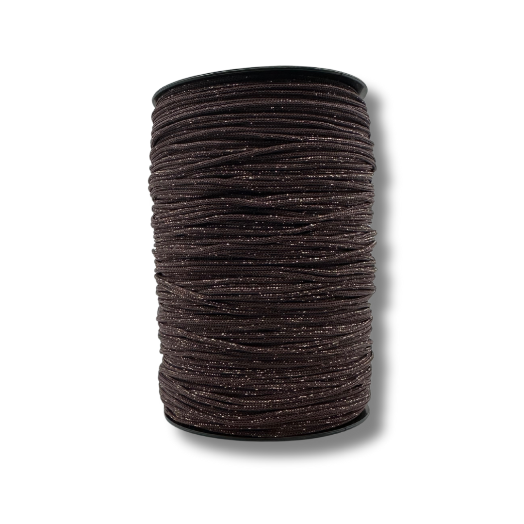 75 | Cordino per Borse all'Uncinetto Marrone Glitterato Oro | 500gr | Spessore 3mm