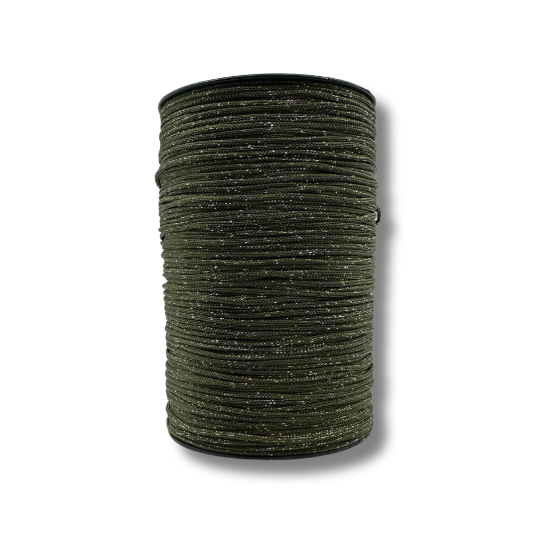 52 | Cordino per Borse all'Uncinetto Verde Glitterato Oro | 500gr | Spessore 3mm