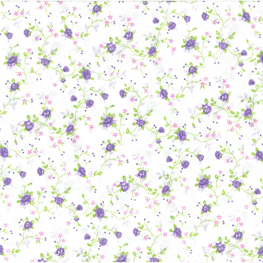 Rose Lilla | Tessuto Cotonina Floreale a Metraggio | 100% Cotone | 280cm Altezza