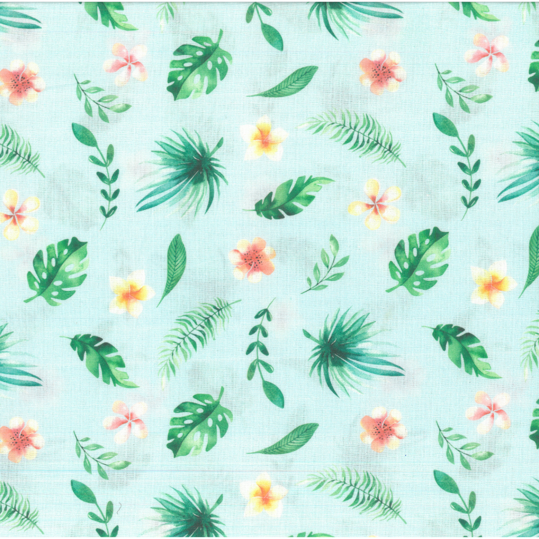 Fiori Hawaiani | Tessuto Cotonina Floreale a Metraggio | 100% Cotone | 140 cm Altezza