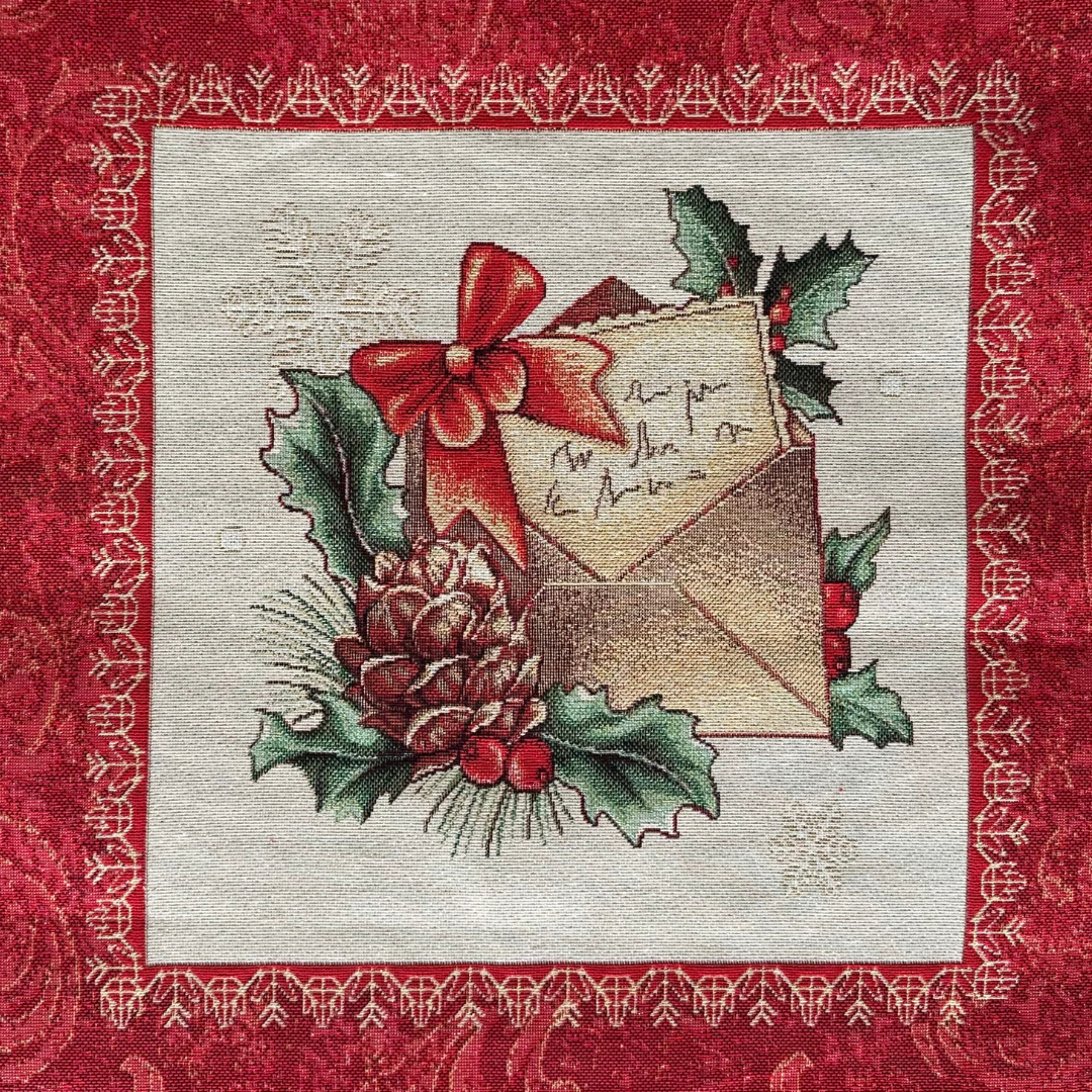 Tessuto Gobelin Natalizio 45x45cm Lettera di Natale per Cuscini e Arredo Casa