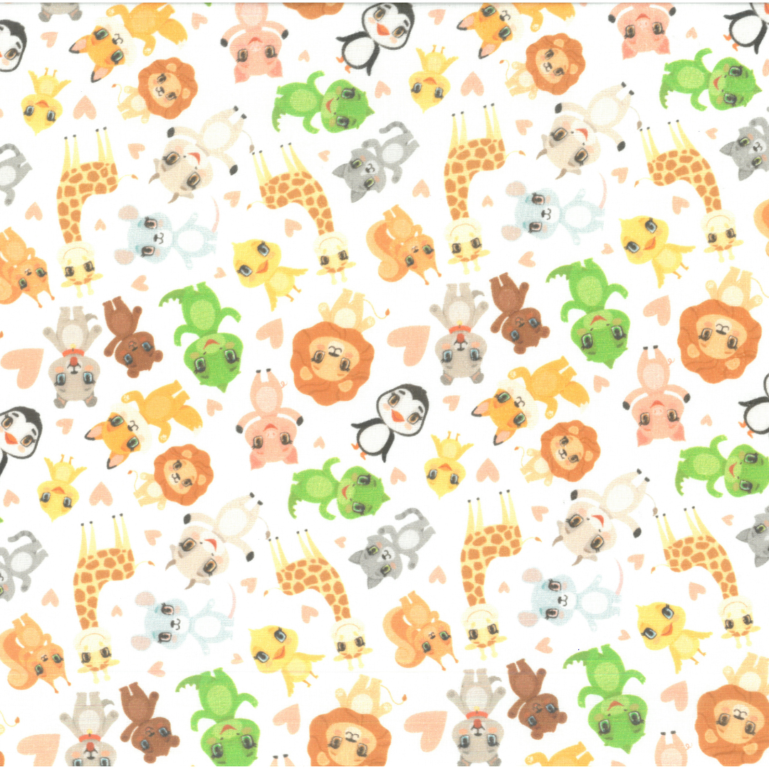Animali Zoo | Tessuto Cotonina Baby a Metraggio 140cm | 100% Cotone - Ideale per Cucito Creativo