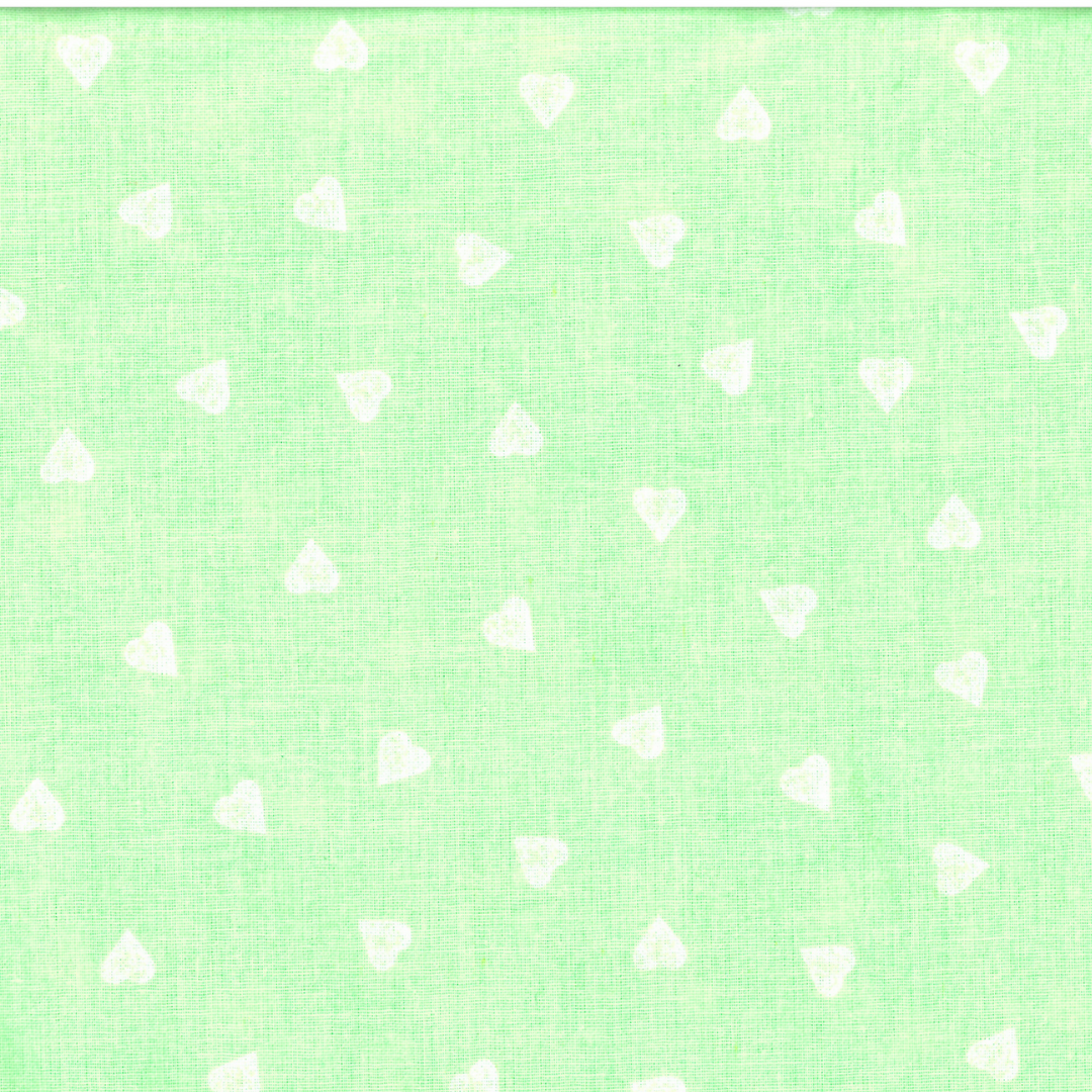 Cuoricini Bianchi | Tessuto Cotonina Baby a Metraggio 140cm | 100% Cotone - Ideale per Cucito Creativo