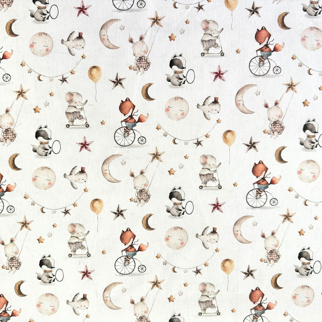 SLEEPY | Tessuto Cotonina Baby Animaletti| 100% Cotone