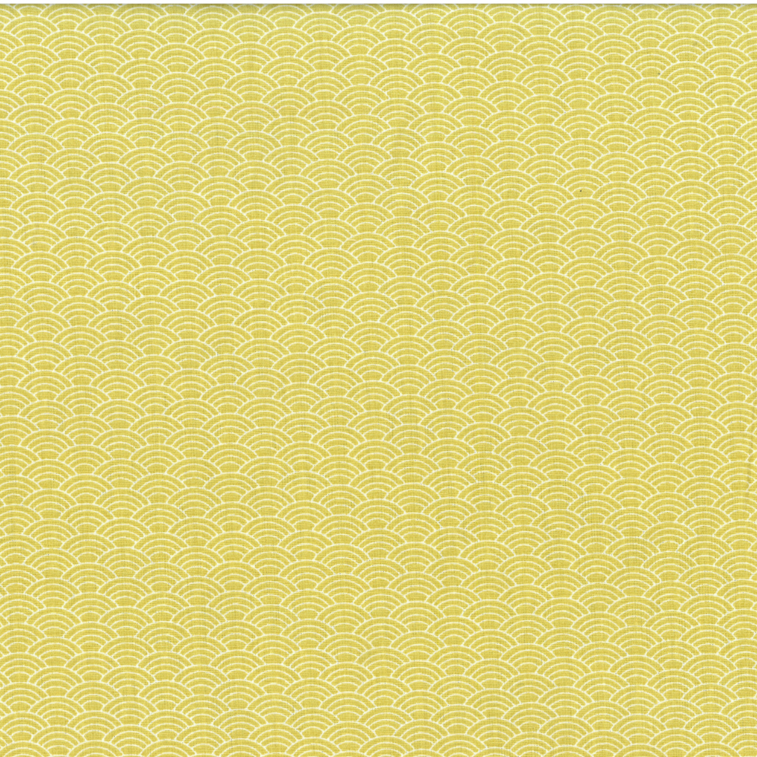 Ventagli Gialli | Tessuto Cotonina Fantasia a Metraggio | 100% Cotone | 140 cm Altezza