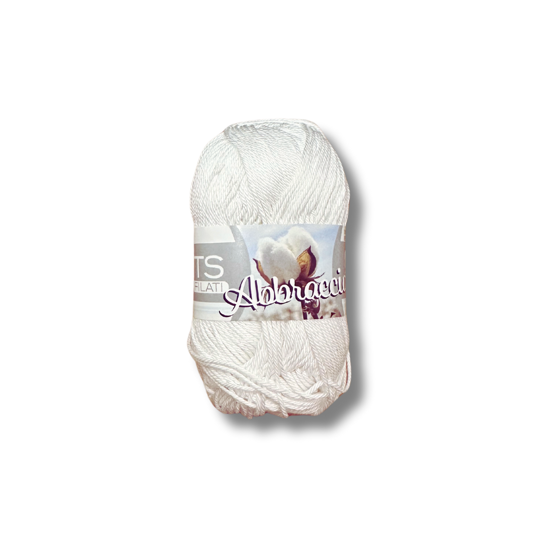 008 Bianco - Gomitolo di CotoneTS Filati Abbraccio - 100% Cotone, Ideale per Uncinetto e Ferri