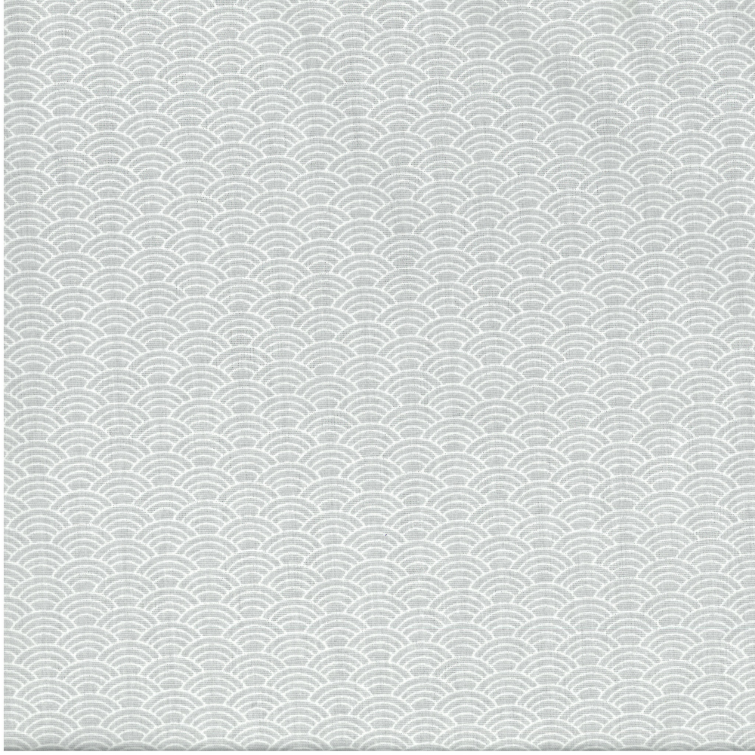 Ventagli Grigi | Tessuto Cotonina Fantasia a Metraggio | 100% Cotone | 140 cm Altezza