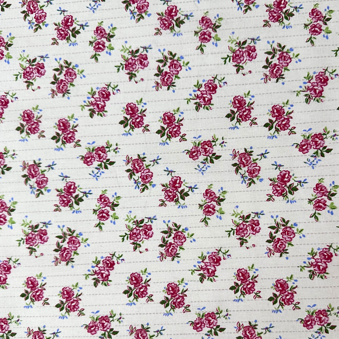 Tessuto Cotonina Fantasia Roselline Rosa | 100% Cotone | Altezza 140 cm