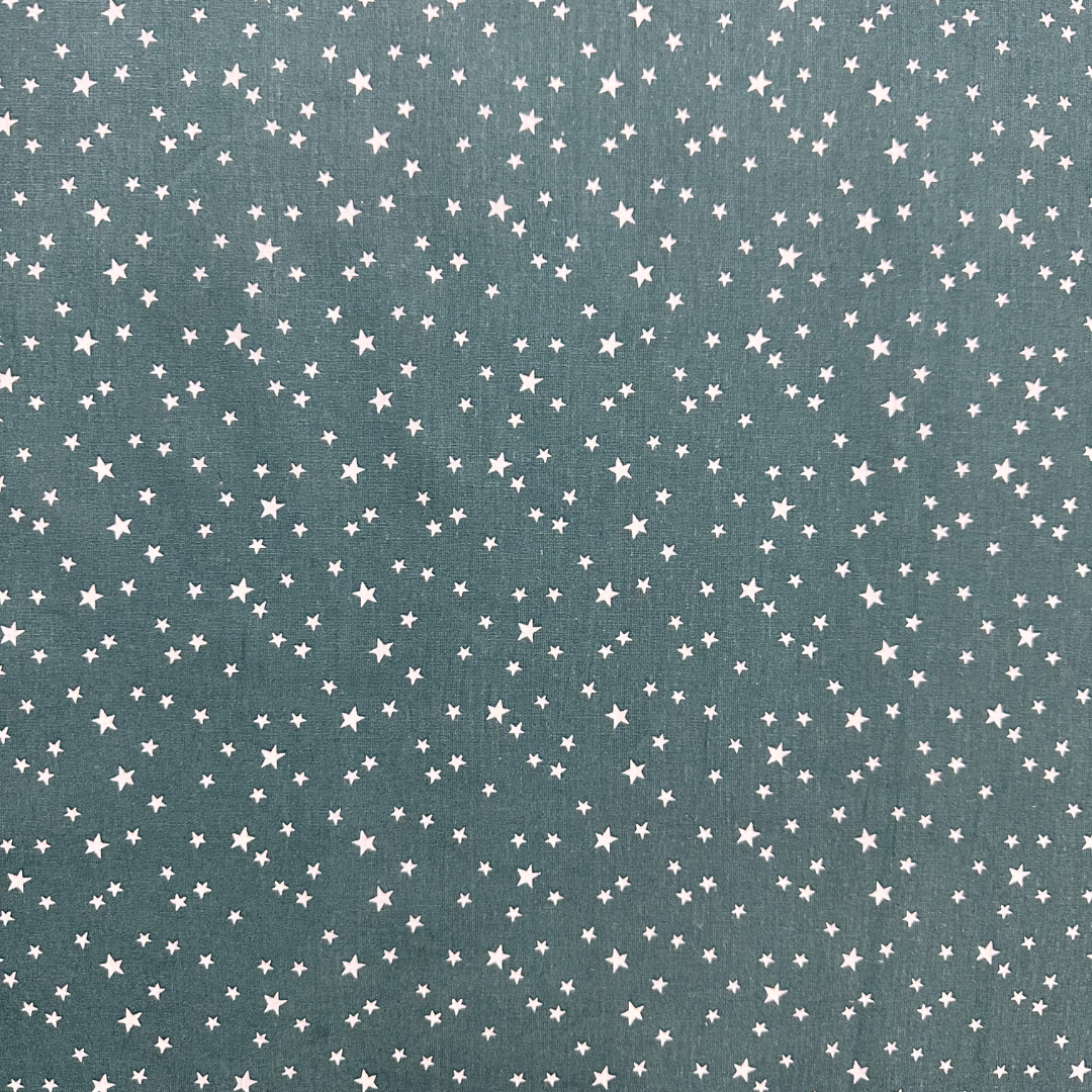 LSB125001 | Tessuto Cotonina Baby Stelline Sfondo Verde | 100% Cotone | Altezza 160 cm