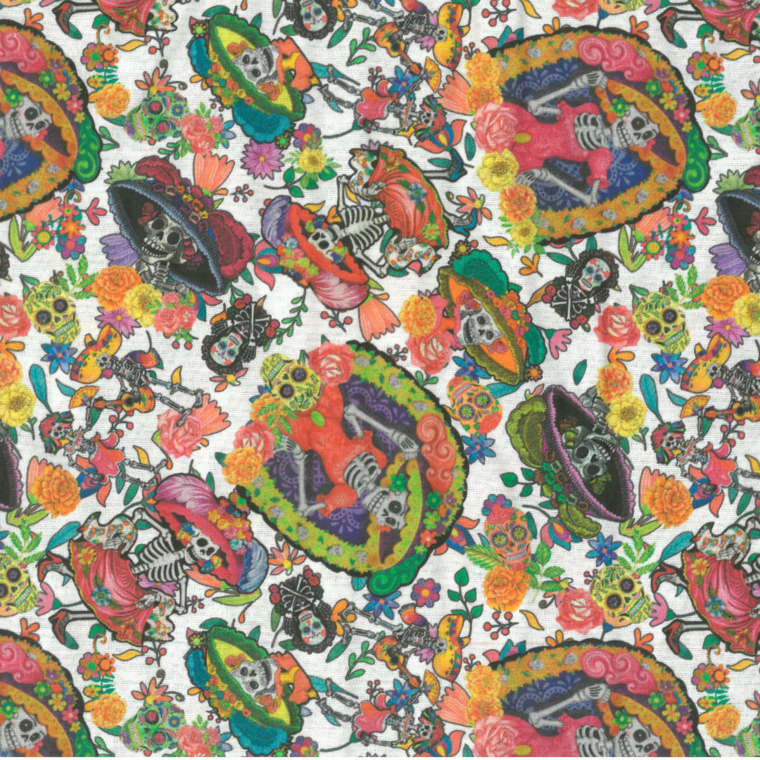 Dia de Los Muertos Coco | Tessuto Cotonina Baby a Metraggio 140cm | 100% Cotone - Ideale per Cucito Creativo
