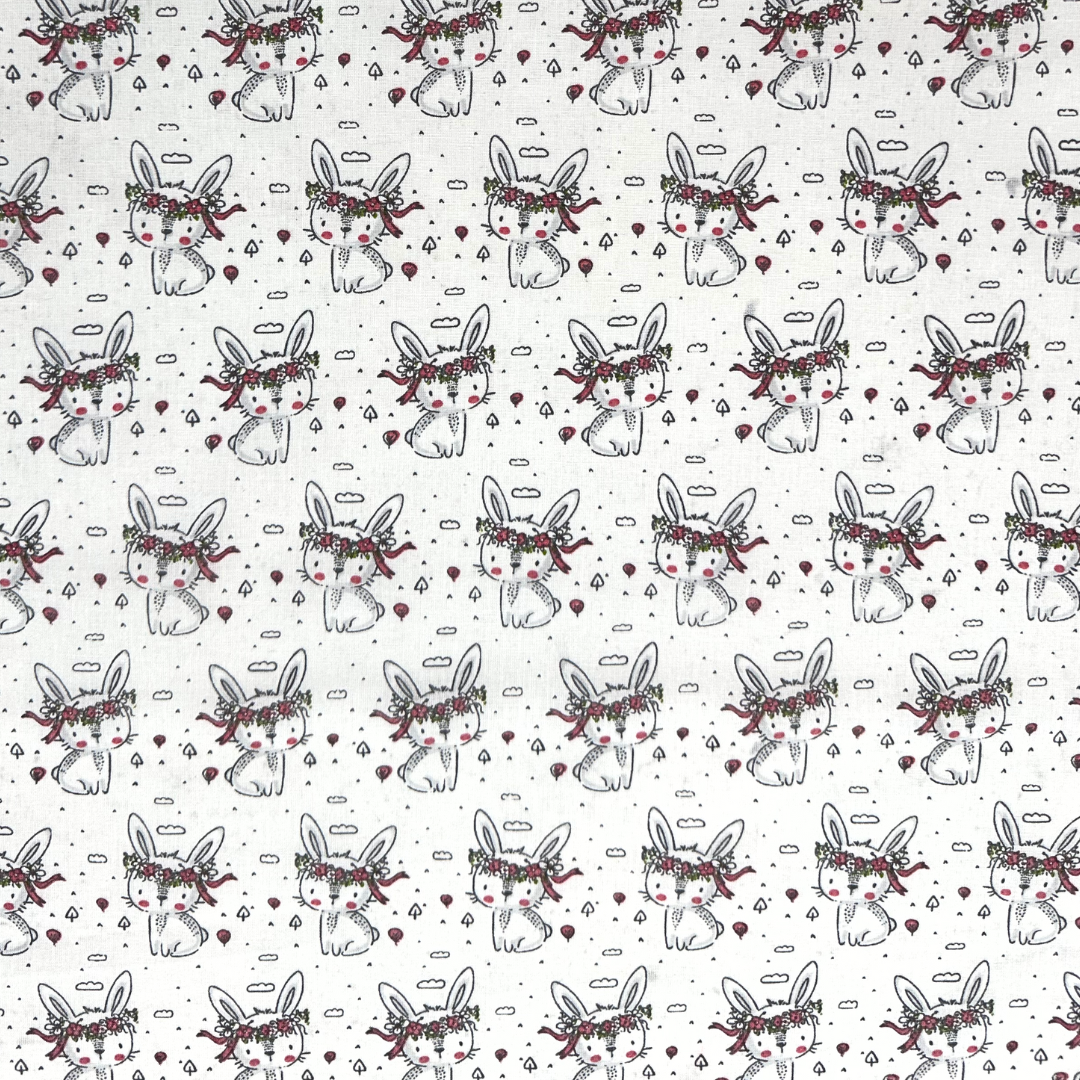CHIC | Tessuto Cotonina Baby Coniglietti | 100% Cotone | Altezza 140 cm