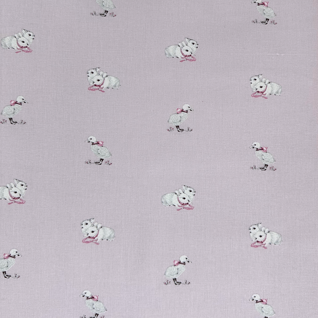 LOLOTTE | Tessuto Cotonina Baby Coniglietti e Anatroccoli | 100% Cotone | Altezza 140 cm
