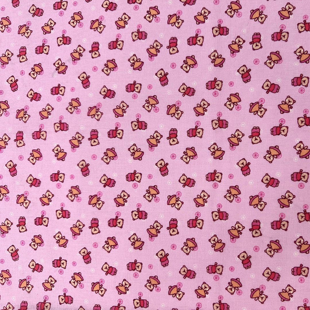 PIROVETTE | Tessuto Cotonina Baby Orsetti | 100% Cotone | Altezza 140 cm