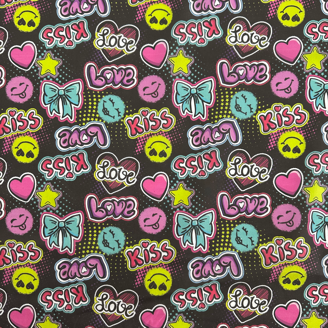 Tessuto Cotonina Kiss and Love | 100% Cotone | Altezza 140 cm