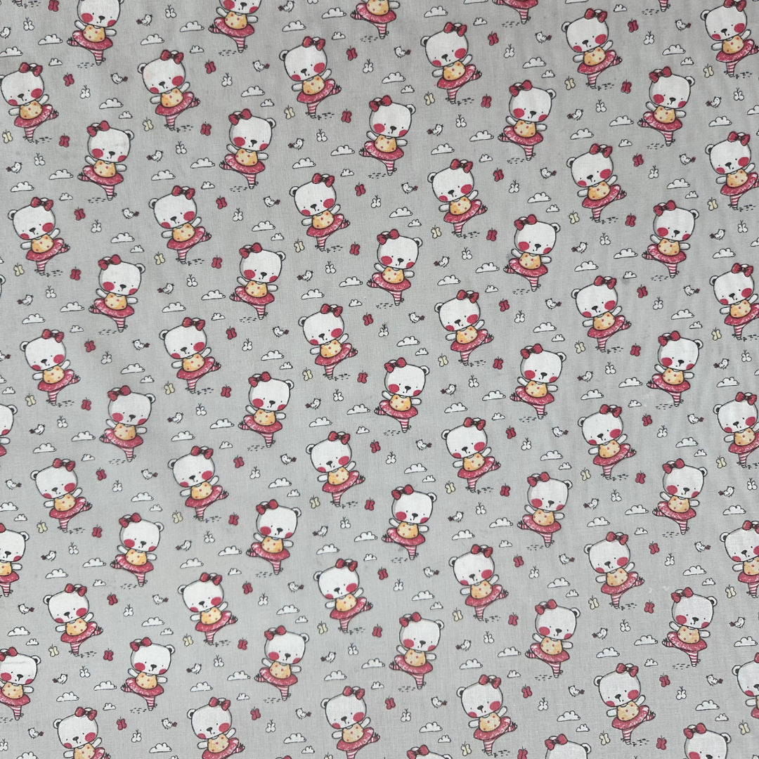 Tessuto Cotonina Baby Orsetti Ballerini | 100% Cotone | Altezza 140 cm