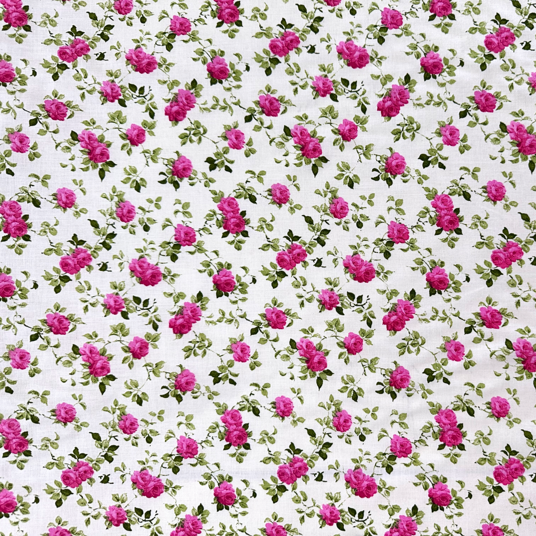 Tessuto Cotonina Roseto | 100% Cotone | Altezza 140 cm