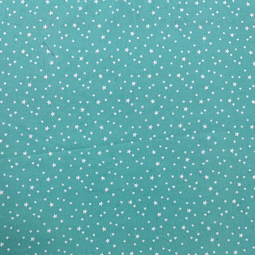 LSB159001 | Tessuto Cotonina Baby Stelline su Sfondo Verde Acqua | 100% Cotone | Altezza 140 cm