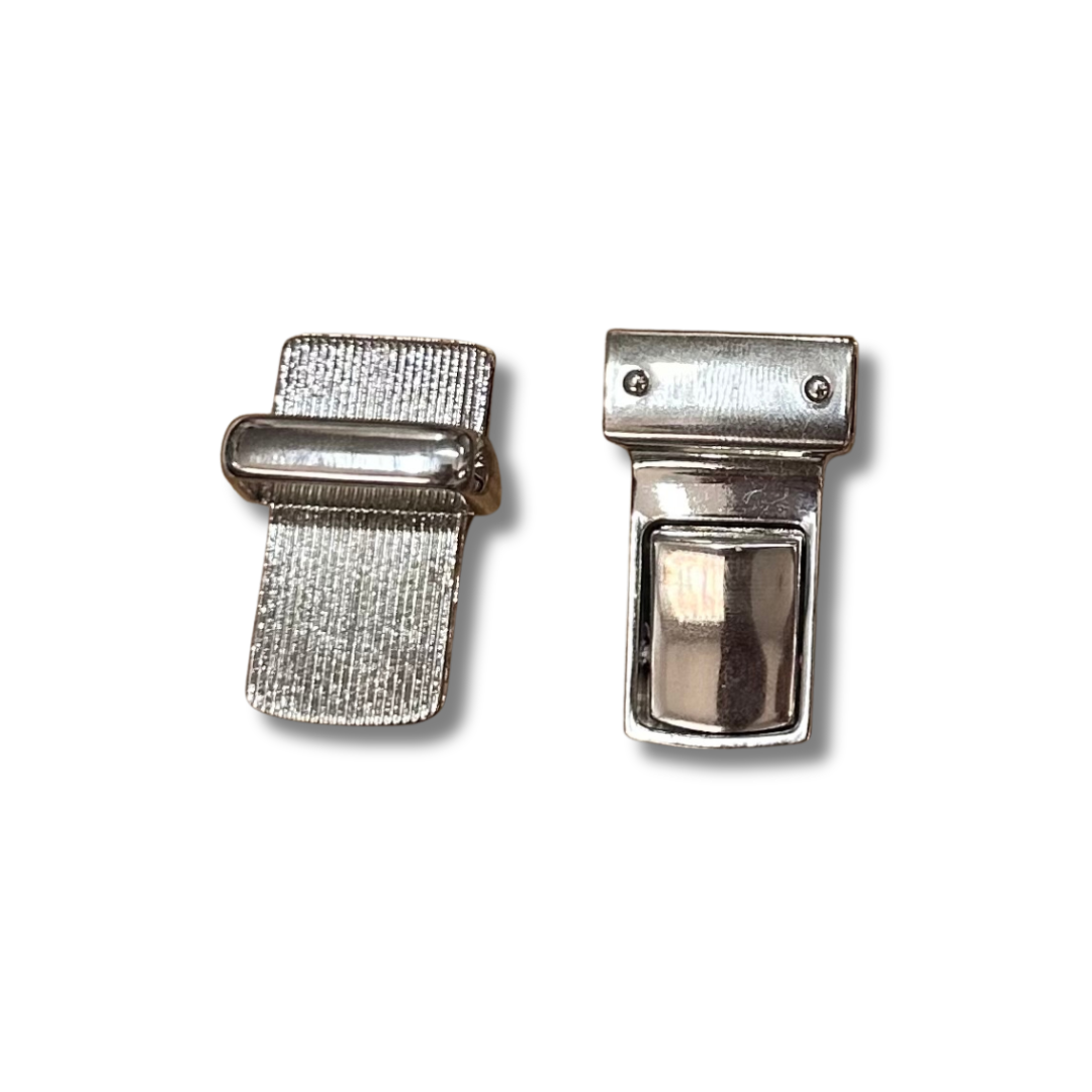 Chiusura a Cartella per Borse |Argento | 4x2.3cm | Applicazione Facile con Alette