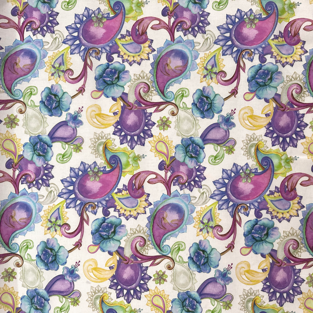 Tessuto Cotonina Fiori Esotici | 100% Cotone | Altezza 140 cm