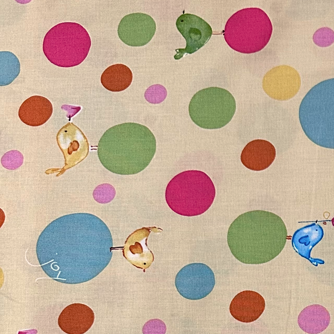 PWKD042 | Tessuto Americano Kathy Davis in Cotone 110 cm | Birdies & Bubble