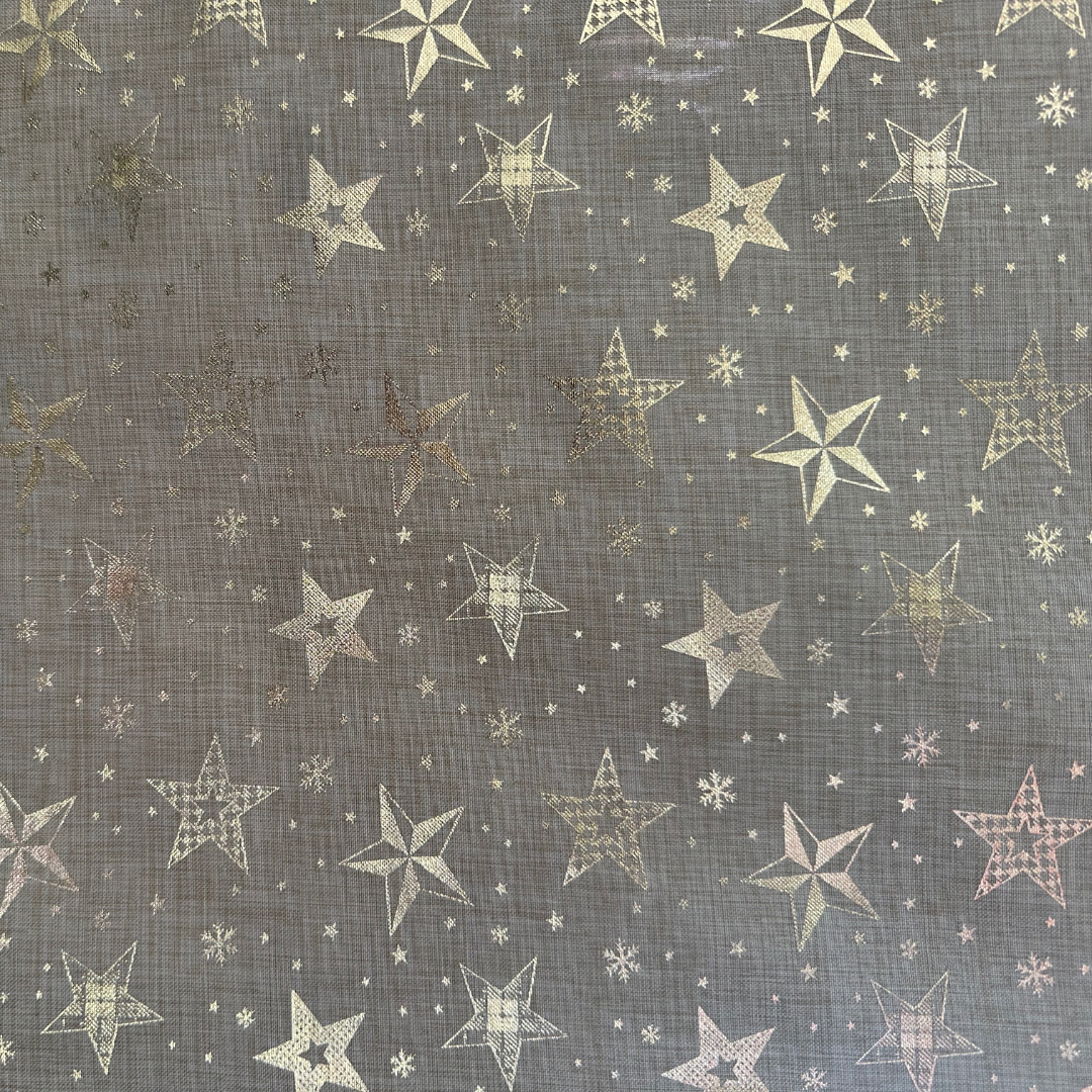 Tessuto Natalizio Stelle Dorate