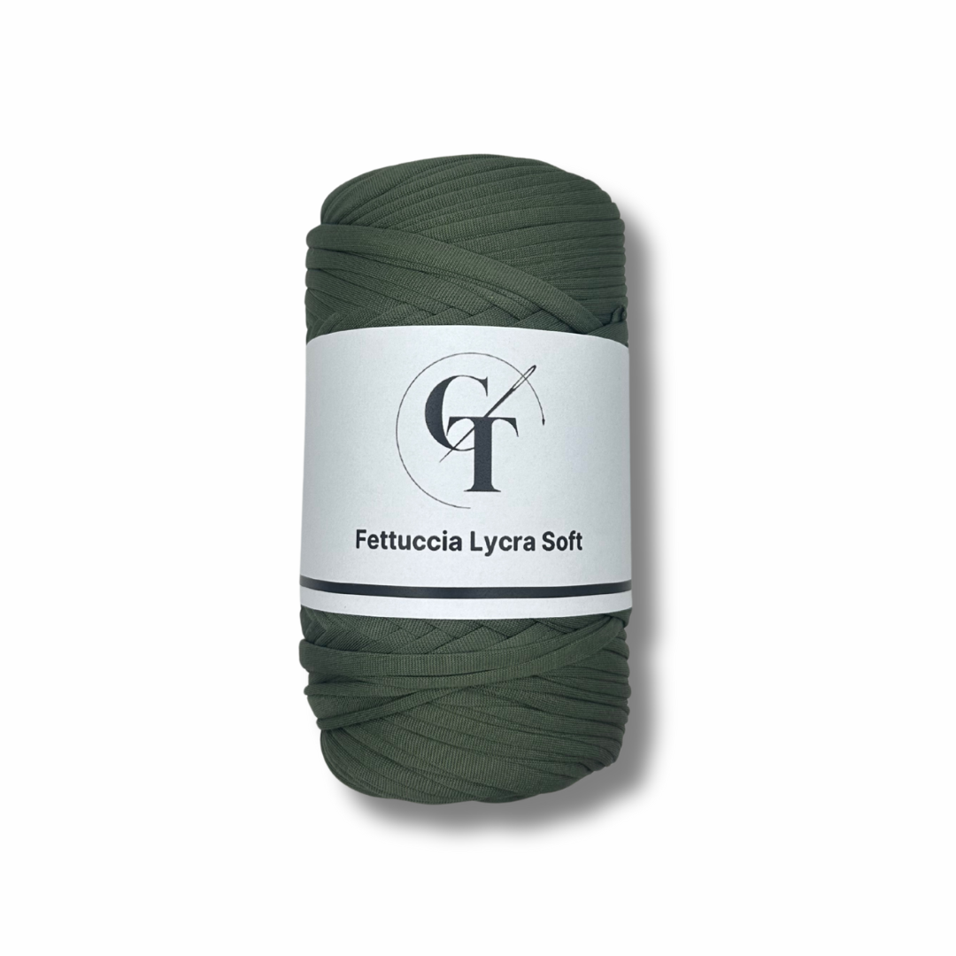 Fettuccia in Lycra Soft Verde Militare per Borse all’Uncinetto – 400g