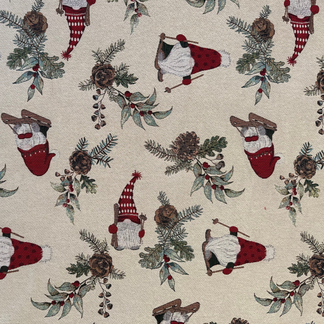 Tessuto Gobelin Natalizio a Metraggio 280cm - Gnomi