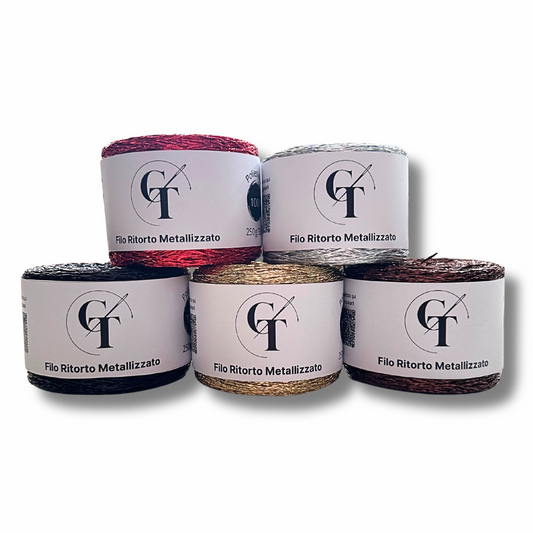Cordino Ritorto Metallizzato - 250gr, 100% Poliestere