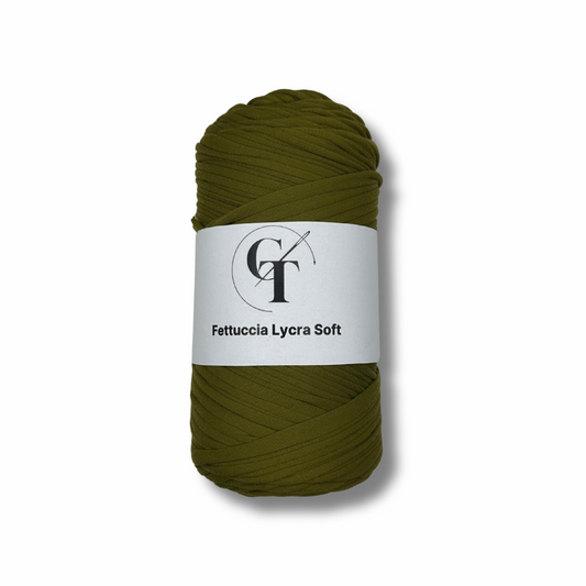Fettuccia in Lycra Soft Verde Militare per Borse all’Uncinetto – 400g