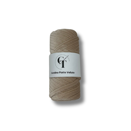 Beige Chiaro | Cordino Piatto in Velluto per Borse all'Uncinetto 200g