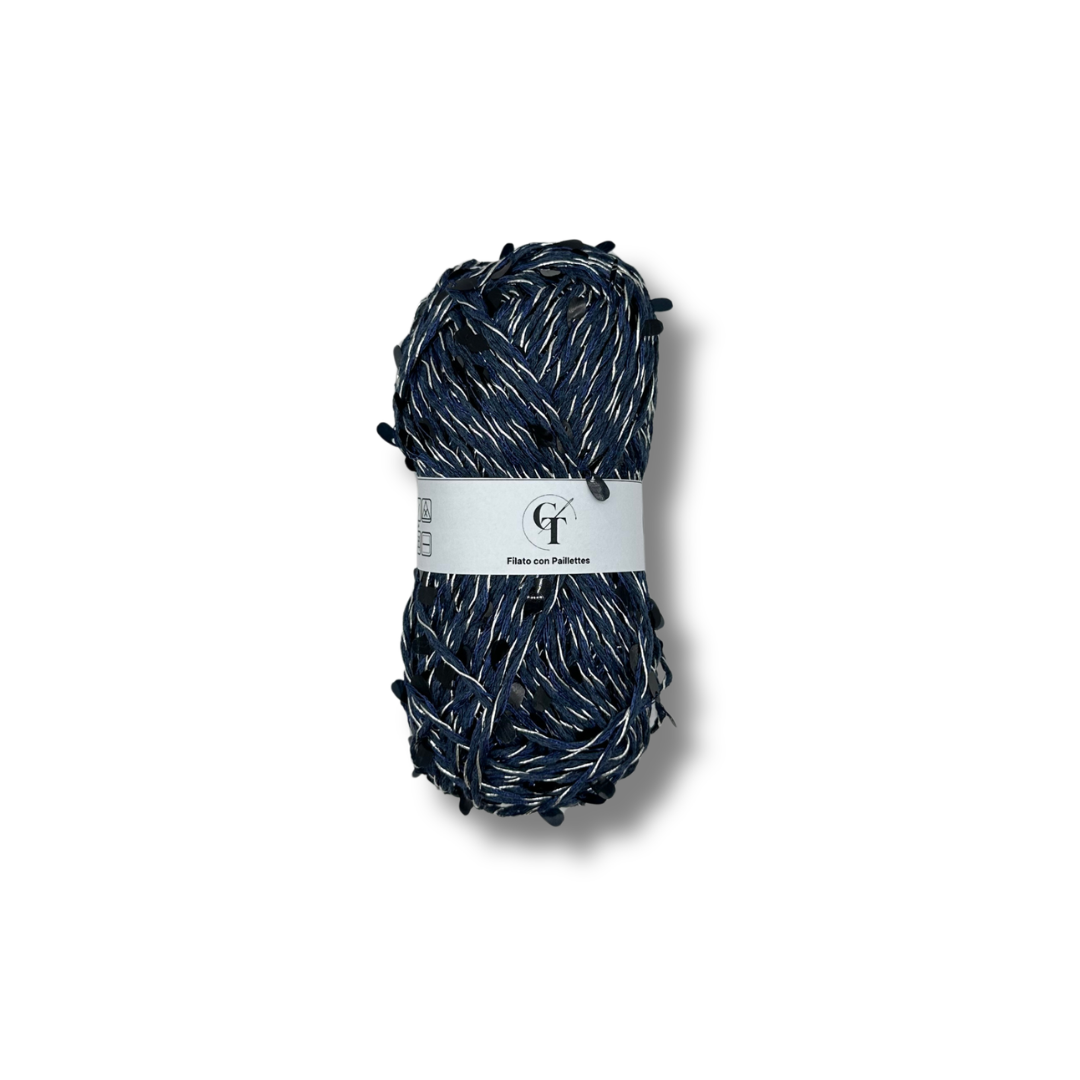 Filato Paillettes per Cappelli e Accessori Uncinetto | Blu Notte