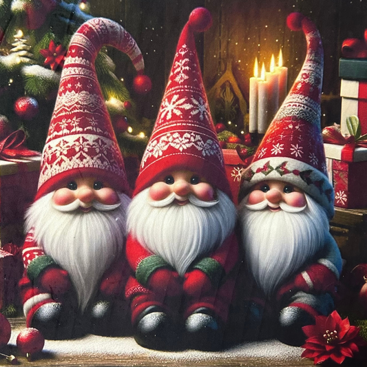 Pannello in Velluto Natalizio 45x45 cm | 3 Gnomi