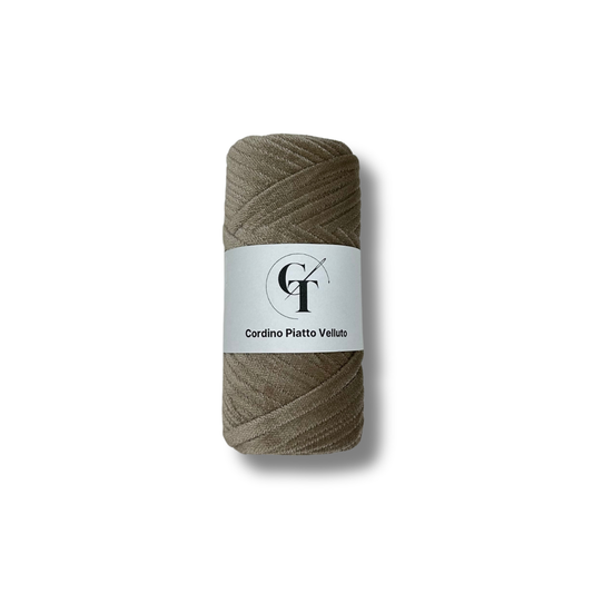 Beige Scuro | Cordino Piatto in Velluto per Borse all'Uncinetto 200g