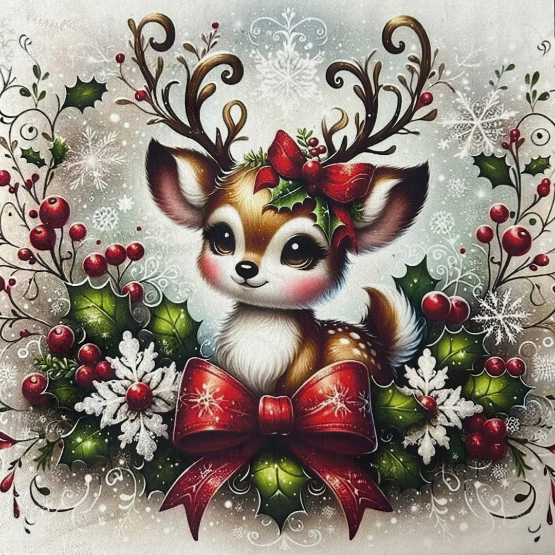 Pannello in Velluto Natalizio 45x45 cm | Baby Cervo