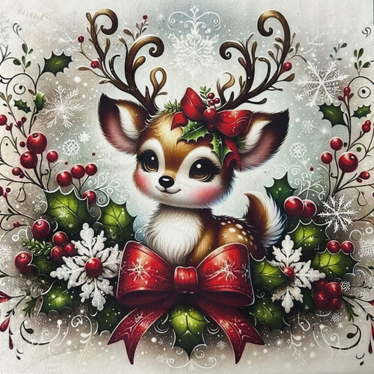 Pannello in Velluto Natalizio 45x45 cm | Baby Cervo