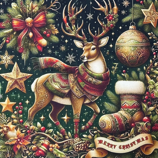 Pannello in Velluto Natalizio 45x45 cm | Cervo