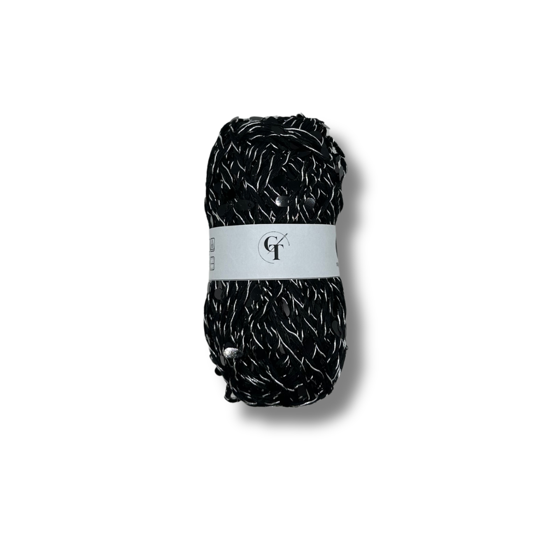 Filato Paillettes per Cappelli e Accessori Uncinetto | Nero