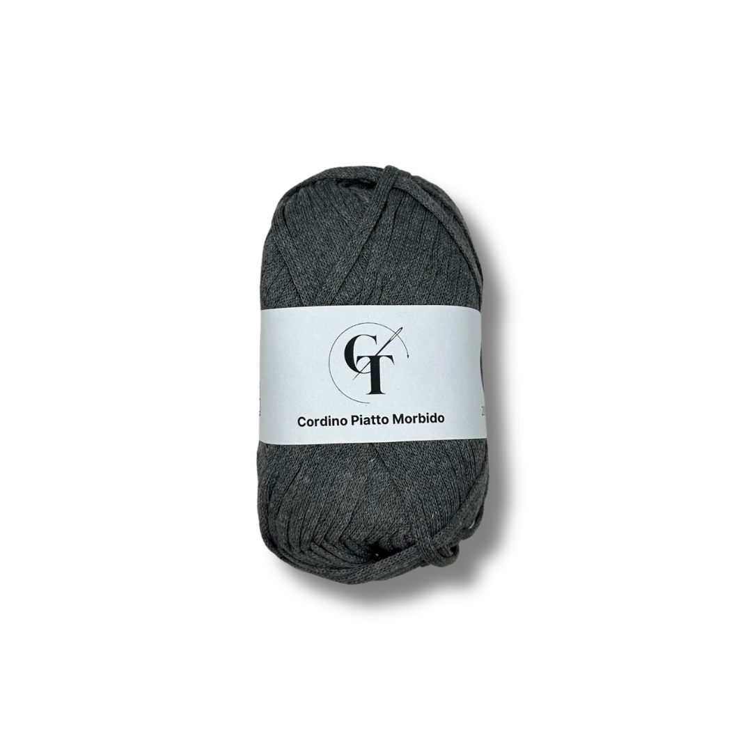 Grigio Scuro | Cordino Piatto Morbido per Borse all'Uncinetto 200g